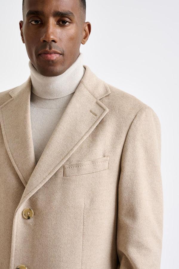 Scabal Beige 100% Cashmere Hereford Overcoat Zeus