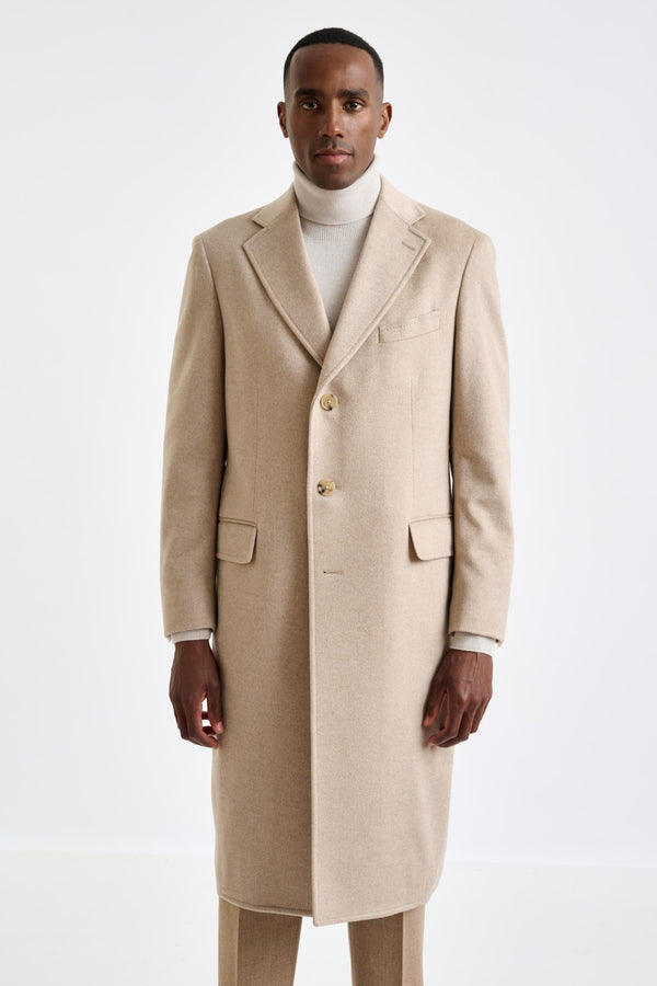 scabal Beige 100% Cashmere Hereford Overcoat Zeus