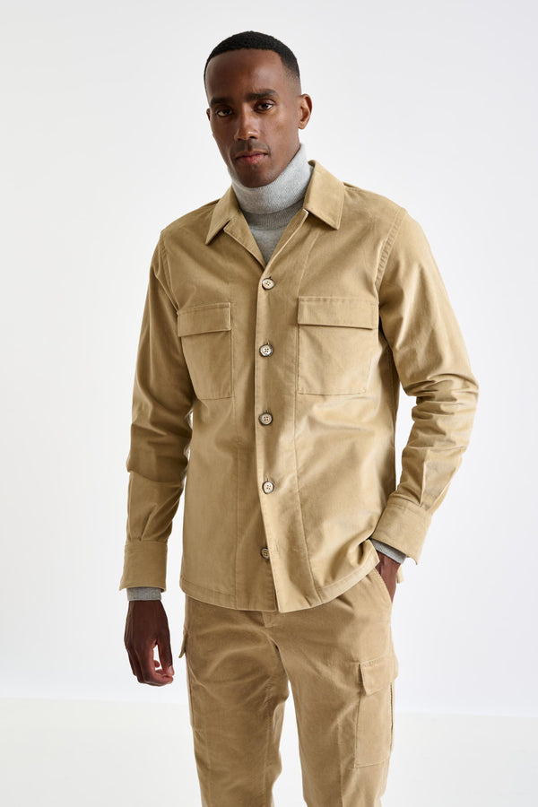 Scabal Beige Cotton Shirt Jacket Corduroy