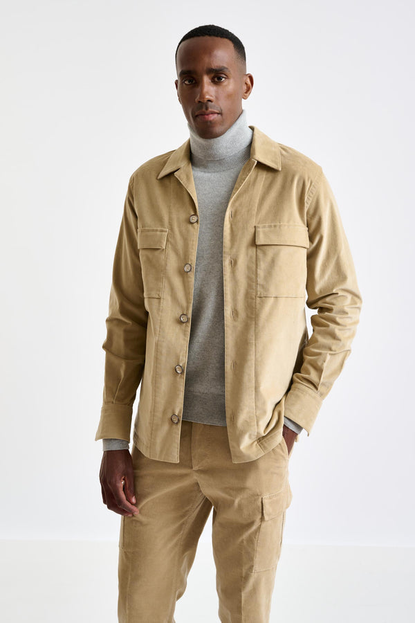 scabal Beige Cotton Shirt Jacket Corduroy