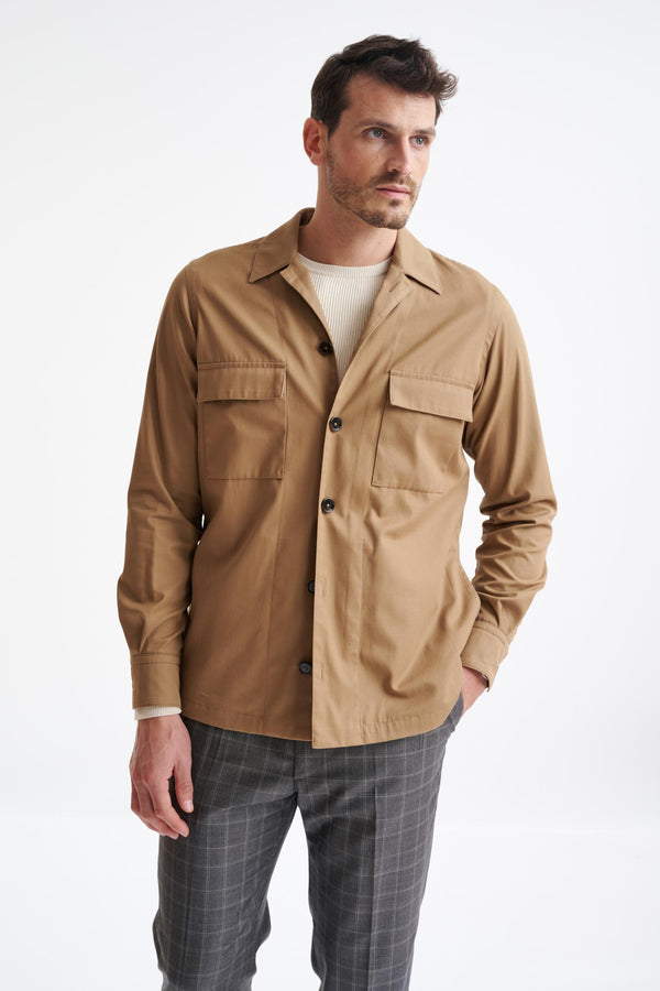 scabal Beige Plymouth Shirt Jacket Cashmere Cotton