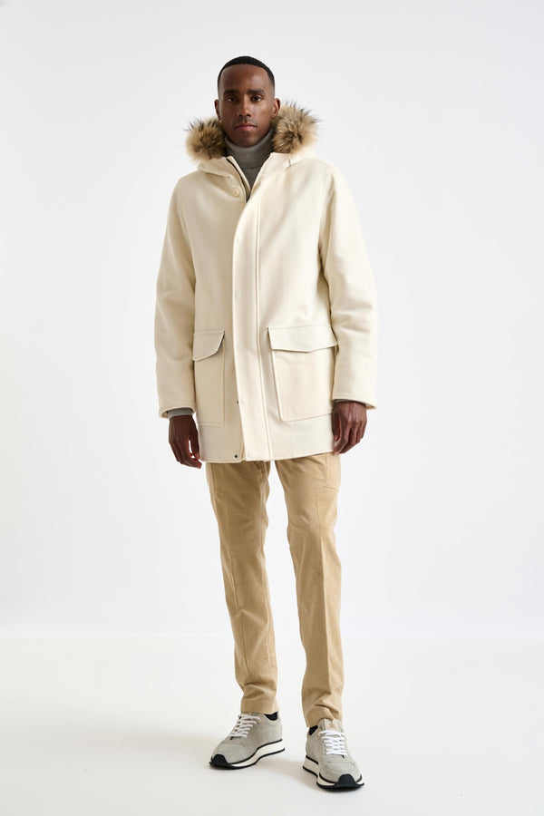 Scabal Beige Wool Bedford Parka Zeus