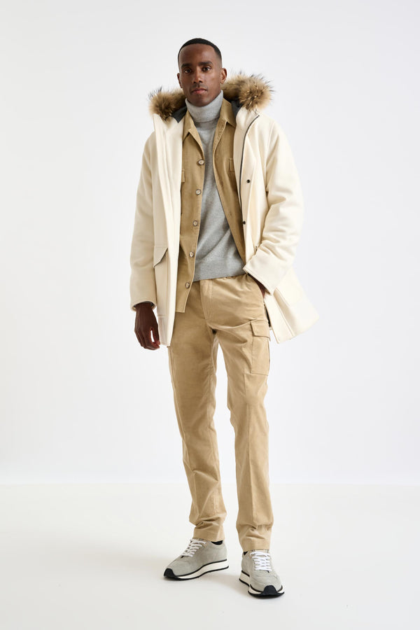 Scabal Beige Wool Bedford Parka Zeus