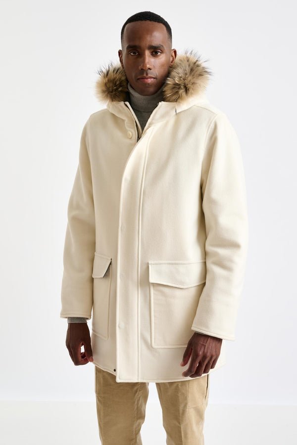scabal Beige Wool Bedford Parka Zeus