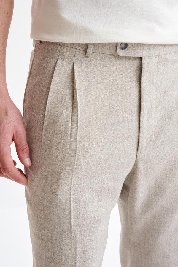 Scabal Beige Wool Farley Trousers Lifestyle