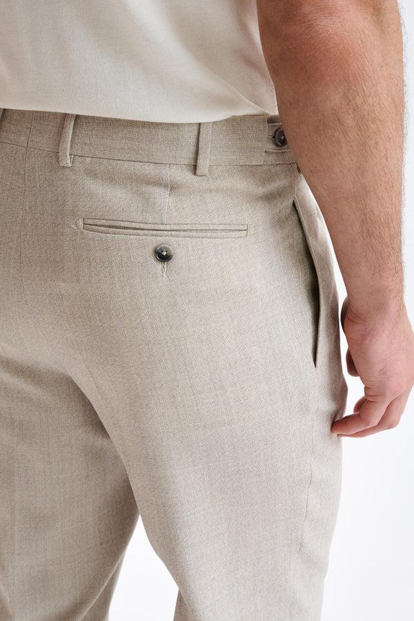 Scabal Beige Wool Farley Trousers Lifestyle
