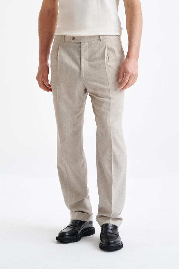 scabal Beige Wool Farley Trousers Lifestyle