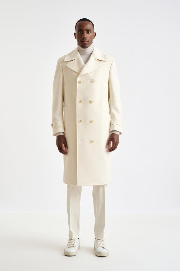 Scabal Beige Wool Sheffield Overcoat Zeus