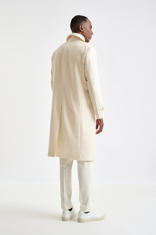 Scabal Beige Wool Sheffield Overcoat Zeus
