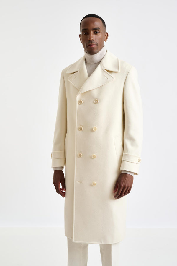 Scabal Beige Wool Sheffield Overcoat Zeus