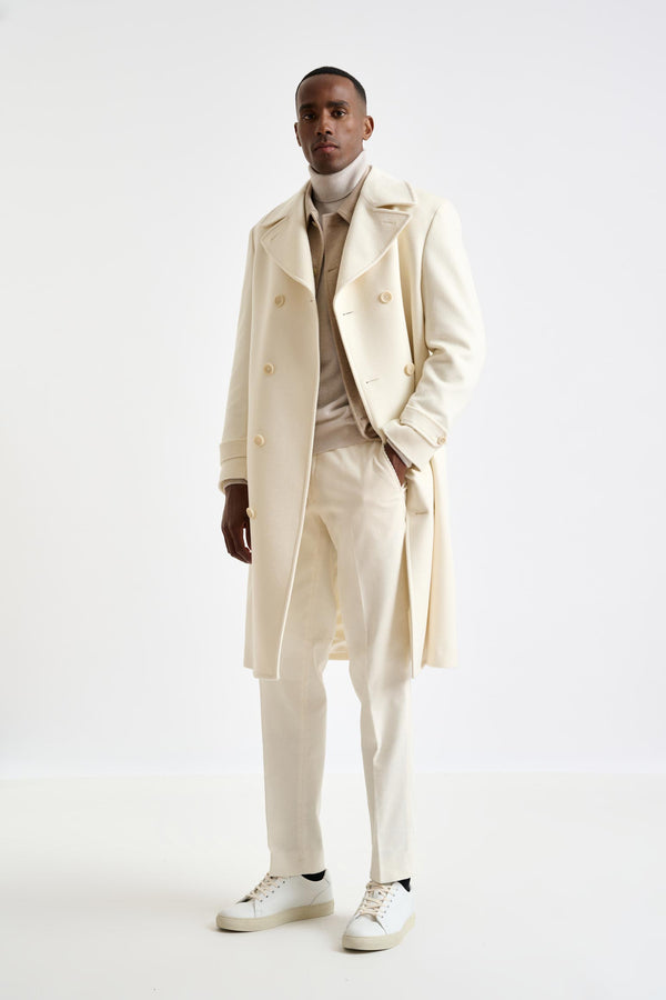 scabal Beige Wool Sheffield Overcoat Zeus