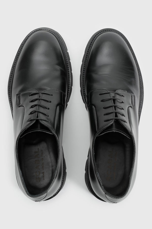 Scabal Black Glazed Calfskin Derby R Shoes