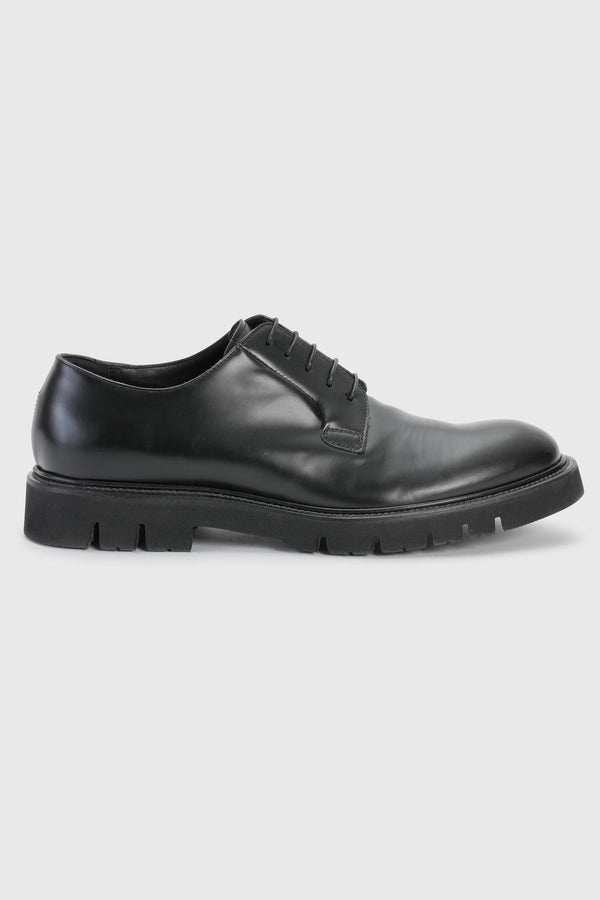 scabal Black Glazed Calfskin Derby R Shoes