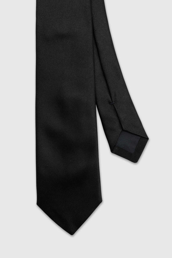 scabal Black Handmade Silk Satin Weave Tie