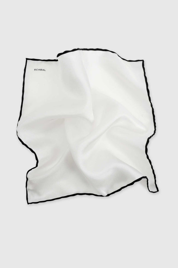 Scabal Black Logo 100% Silk Handmade Pocket Square