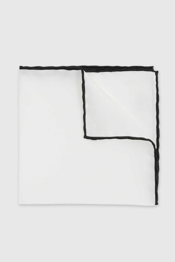 scabal Black Logo 100% Silk Handmade Pocket Square