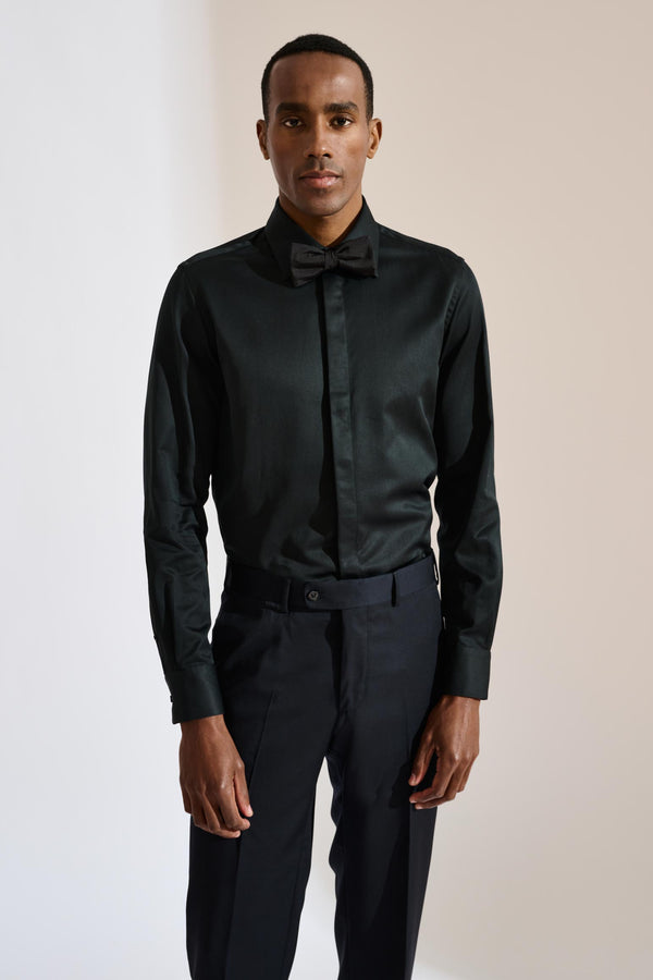 scabal Black Pique Formal Shirt