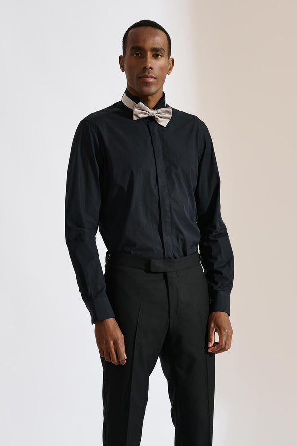 scabal Black Poplin Formal Shirt