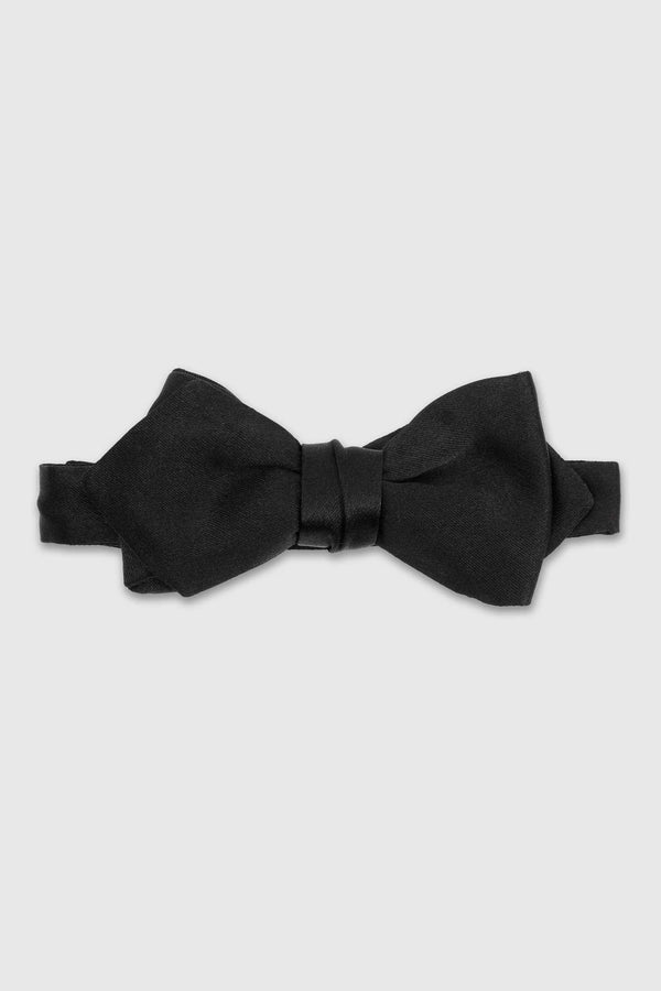 scabal Black Silk Satin Diamond Point Bow Tie