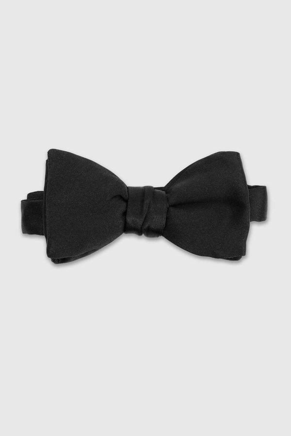 scabal Black Silk Satin Pre-Tied Bow Tie