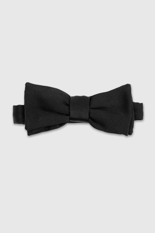 scabal Black Silk Satin Pre-Tied Small Bow Tie