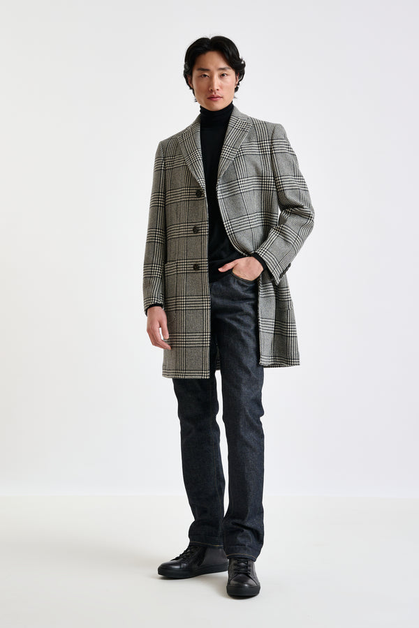 Scabal Black Wool & Cashmere Durham Overcoat Zeus