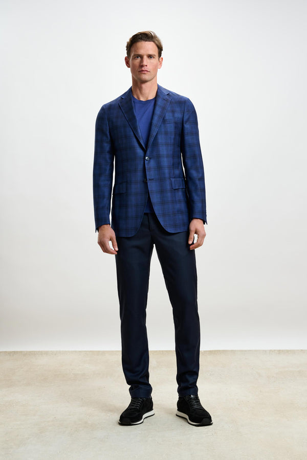 Scabal Blue Check Kenton Jacket Mosaic