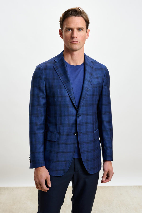 scabal Blue Check Kenton Jacket Mosaic