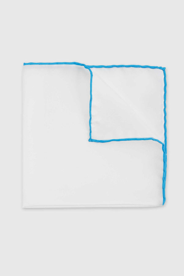 scabal Blue Logo 100% Silk Handmade Pocket Square