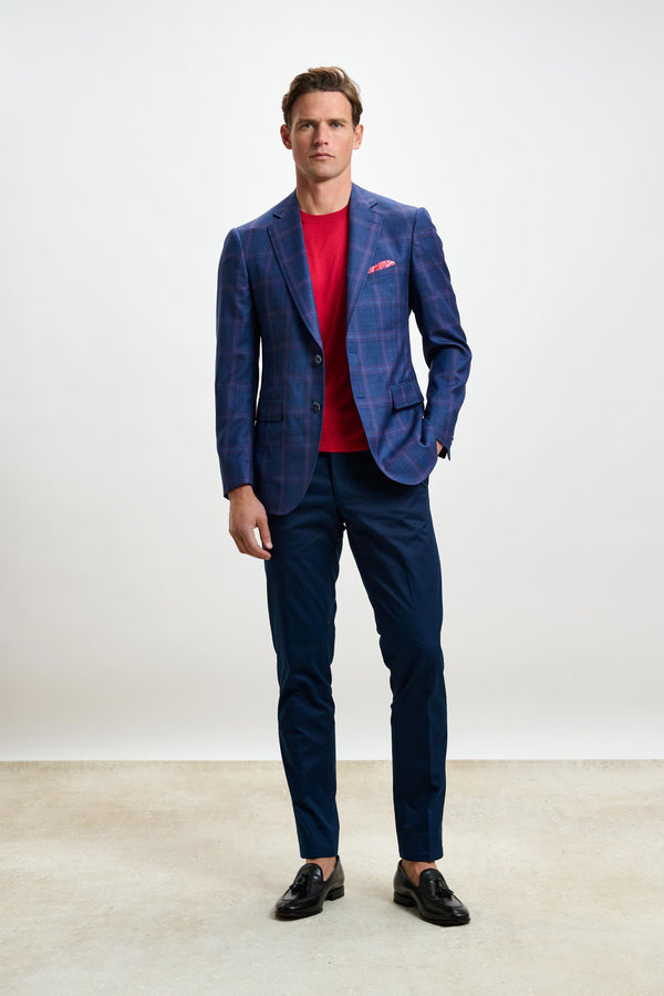 Scabal Blue & Red Check Soho Jacket Mosaic