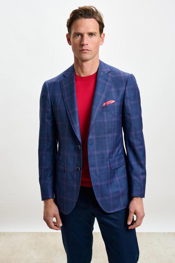 Scabal Blue & Red Check Soho Jacket Mosaic