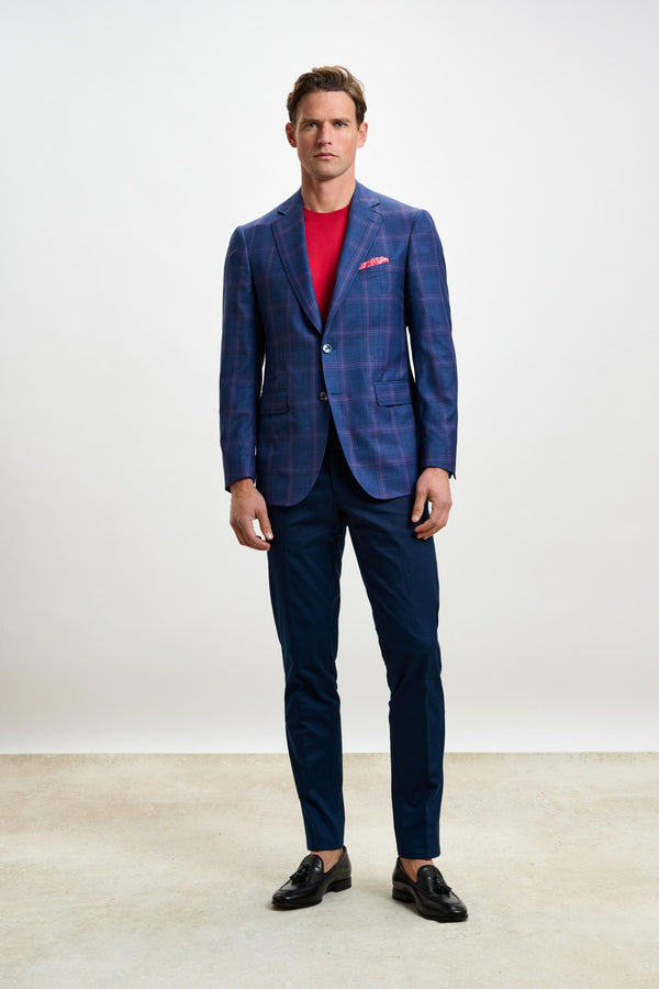 scabal Blue & Red Check Soho Jacket Mosaic