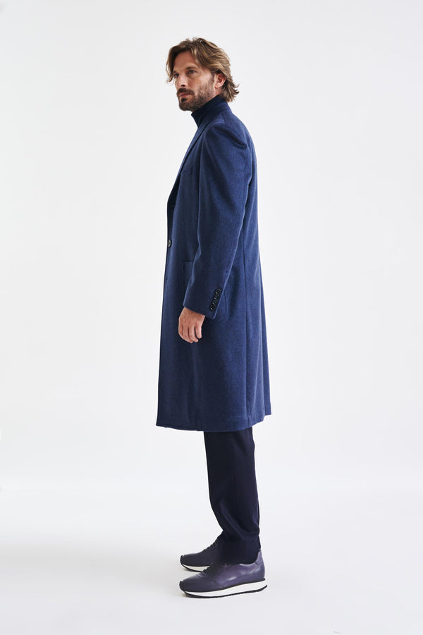 Scabal Blue Wool Lincoln Overcoat Zeus