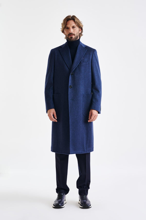 scabal Blue Wool Lincoln Overcoat Zeus