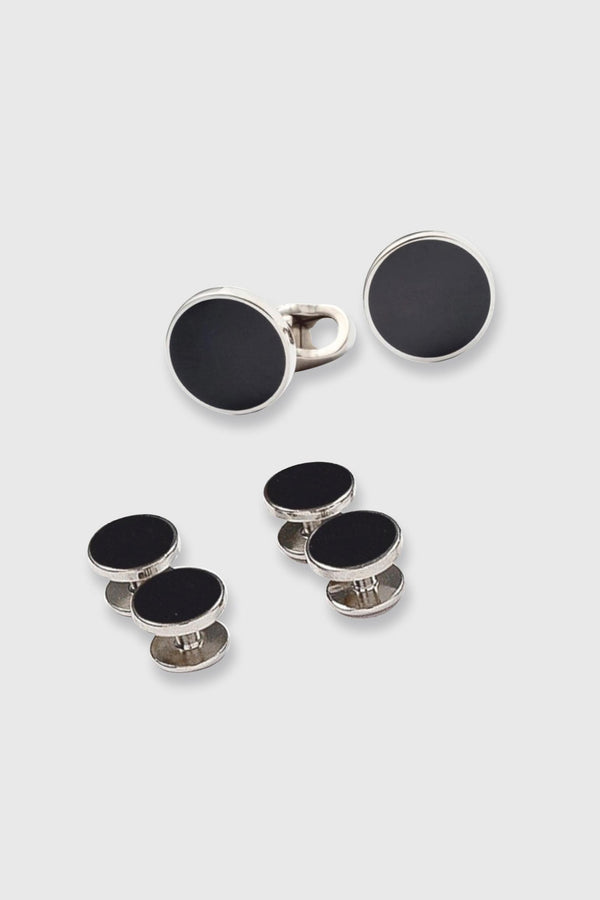 scabal Brass Stud & Cufflink Set Black