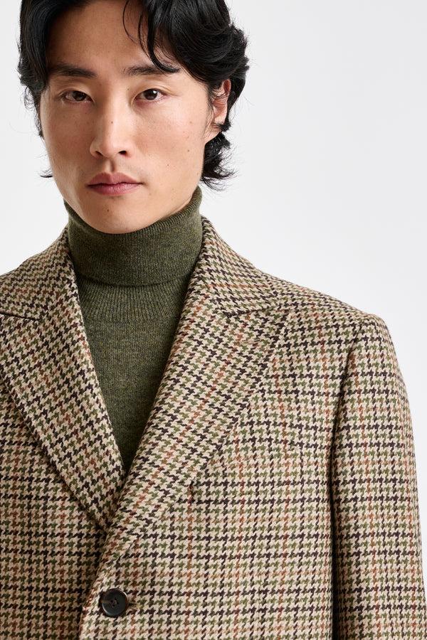 Scabal Brown Check Wool Tailored Overcoat