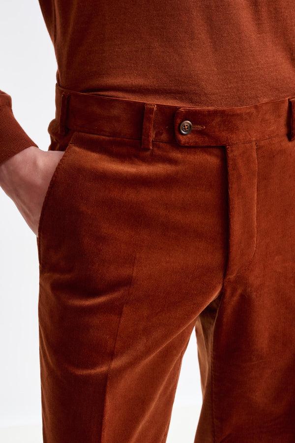 Scabal Brown Cotton Gibbet Trousers Corduroy