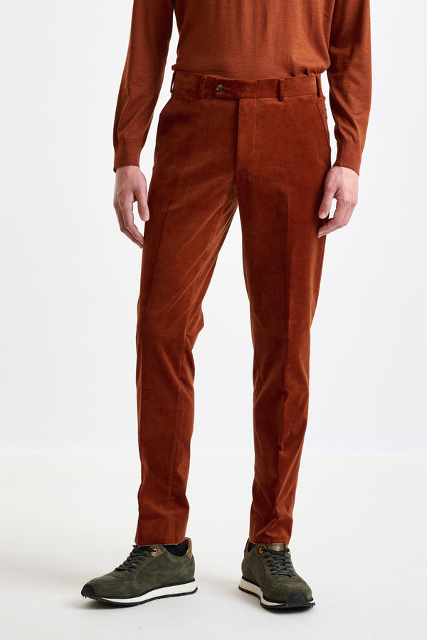 scabal Brown Cotton Gibbet Trousers Corduroy