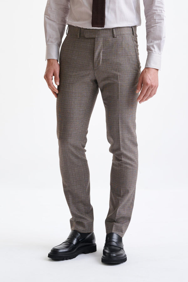 scabal Brown White Wool Farley Trousers Lifestyle