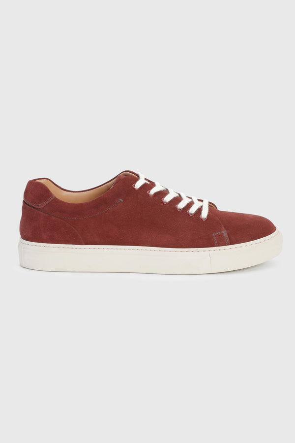 scabal Burgundy Suede Calfskin Trainer