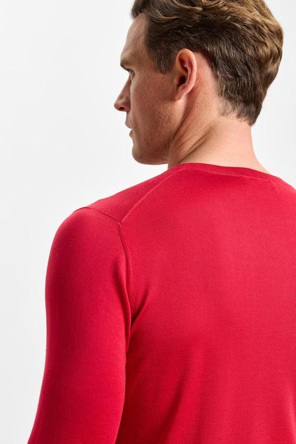 Scabal Carmine Silk Crewe Long Sleeve Sweater