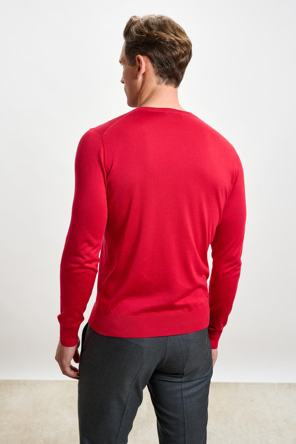Scabal Carmine Silk Crewe Long Sleeve Sweater