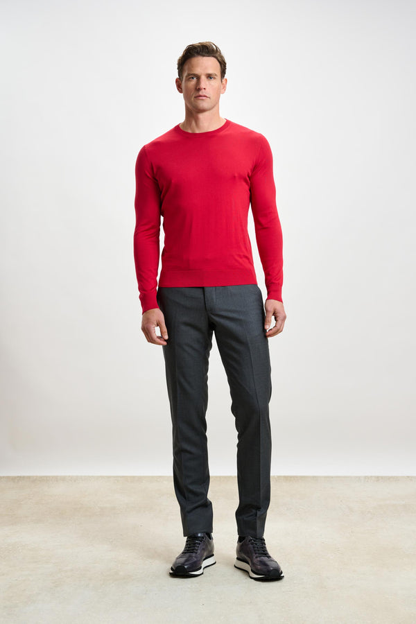 scabal Carmine Silk Crewe Long Sleeve Sweater