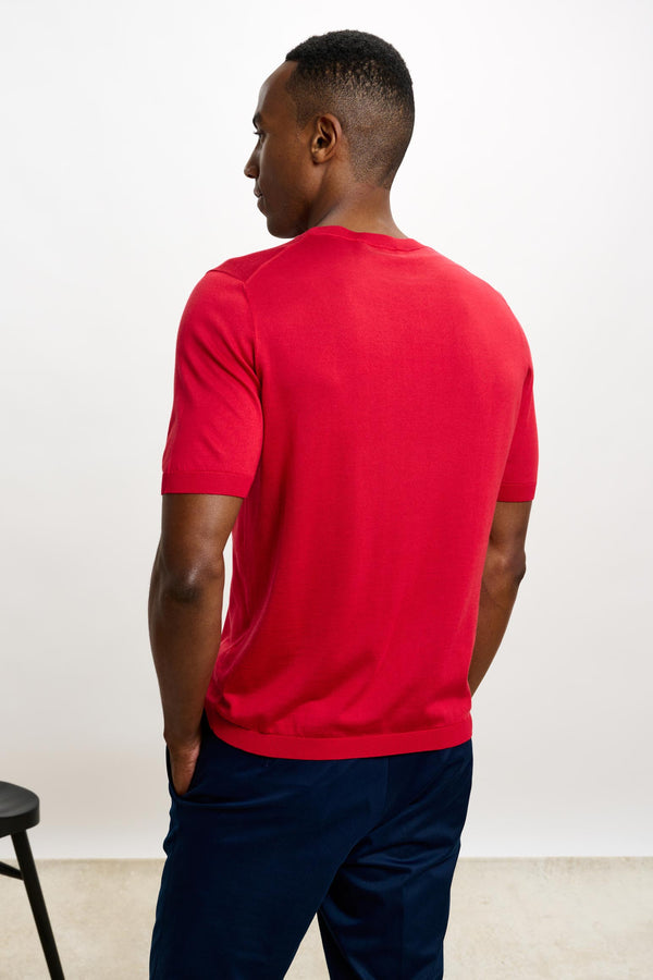 Scabal Carmine Silk Penryn Short Sleeve Sweater