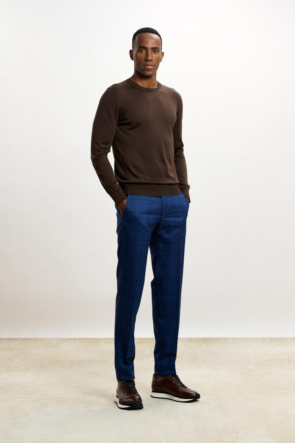 Scabal Chocolate Silk Crewe Long Sleeve Sweater