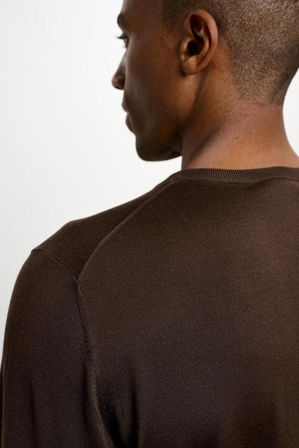 Scabal Chocolate Silk Crewe Long Sleeve Sweater