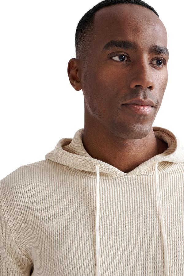 Scabal Cream 100% Cotton Rib Bangor Knitted Hoodie