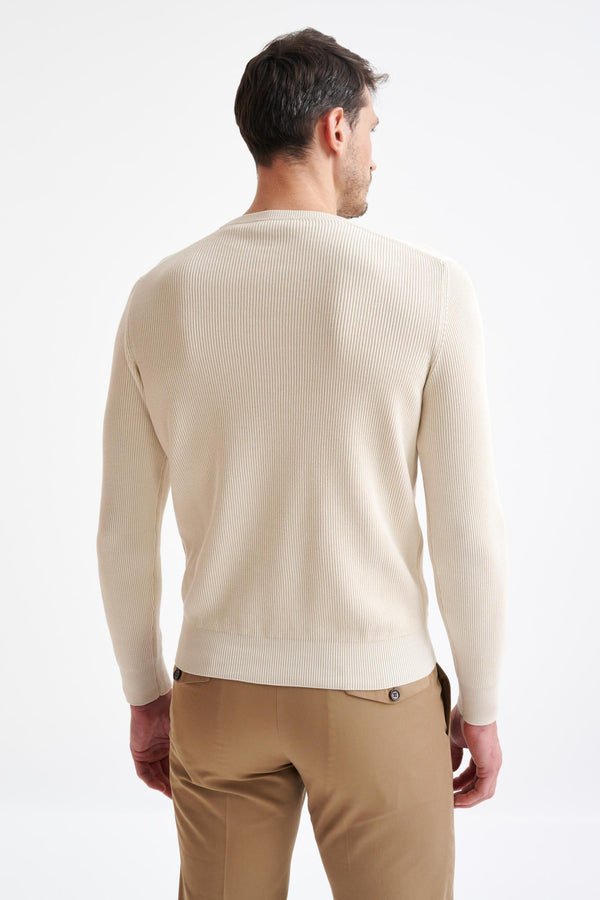 Scabal Cream 100% Cotton Rib Harrow Knitwear