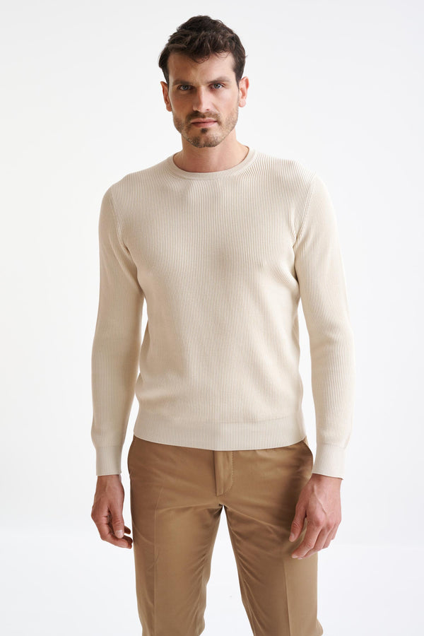 scabal Cream 100% Cotton Rib Harrow Knitwear
