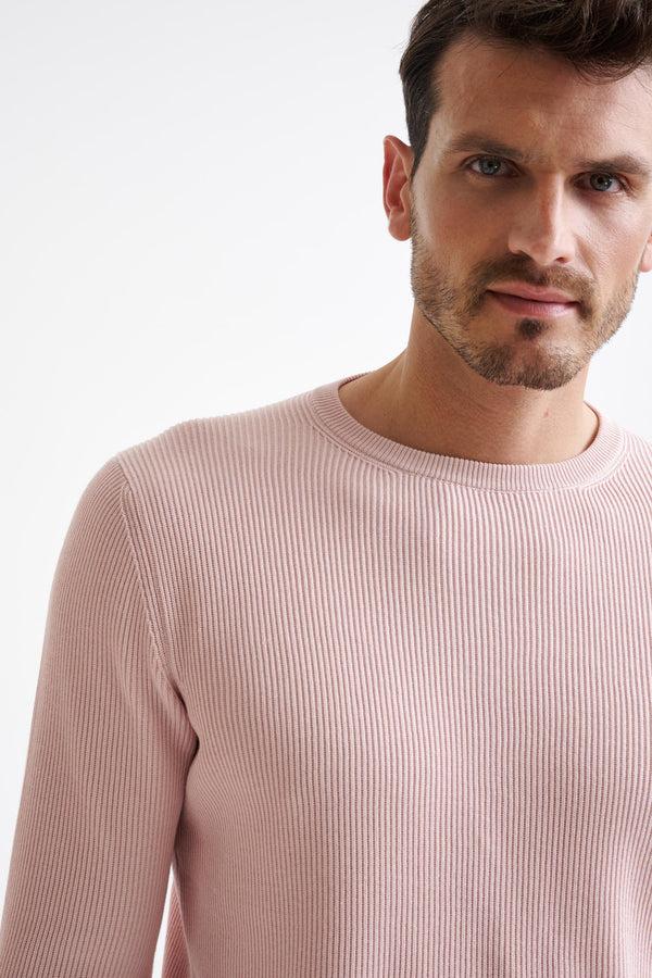 Scabal Crystal Pink 100% Cotton Rib Harrow Knitwear